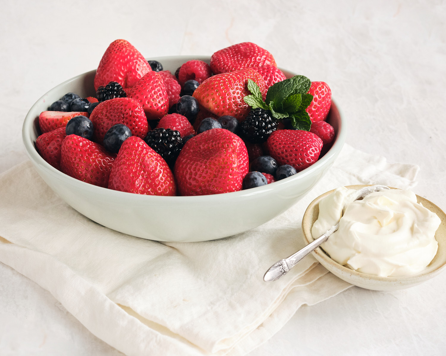 cut fruit and whipped cream