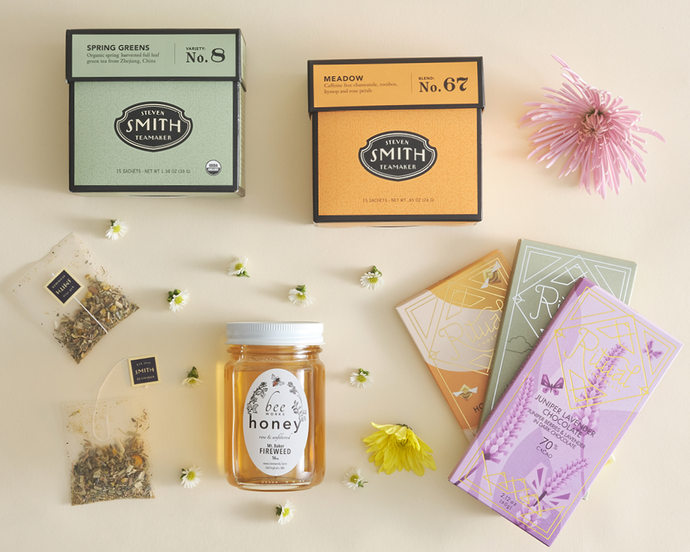 Teas, honey, and chocolates