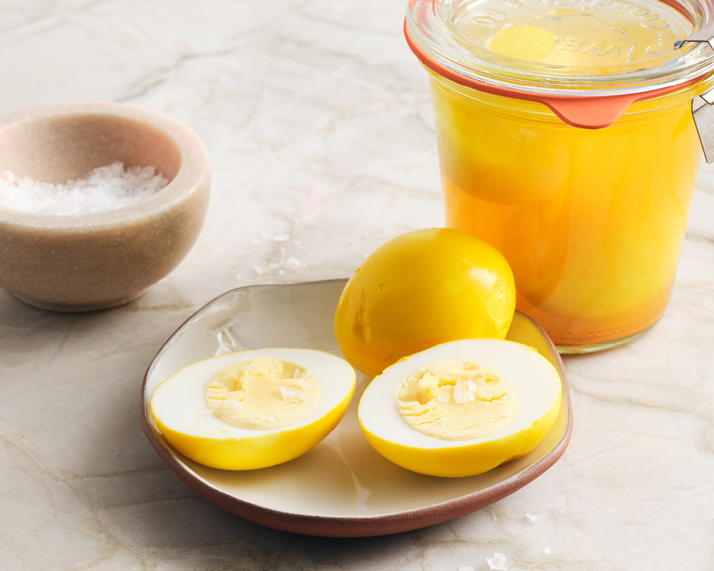 Turmeric pickled eggs