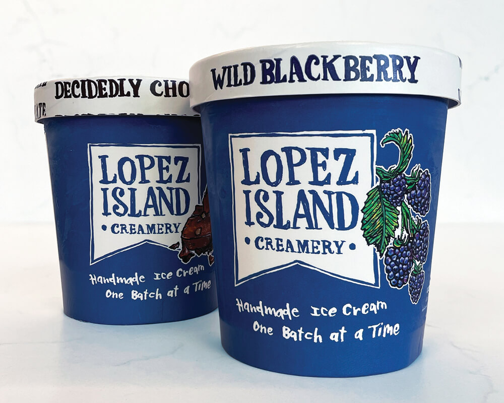 Lopez wild blackberry and decidedly chocolate ice cream