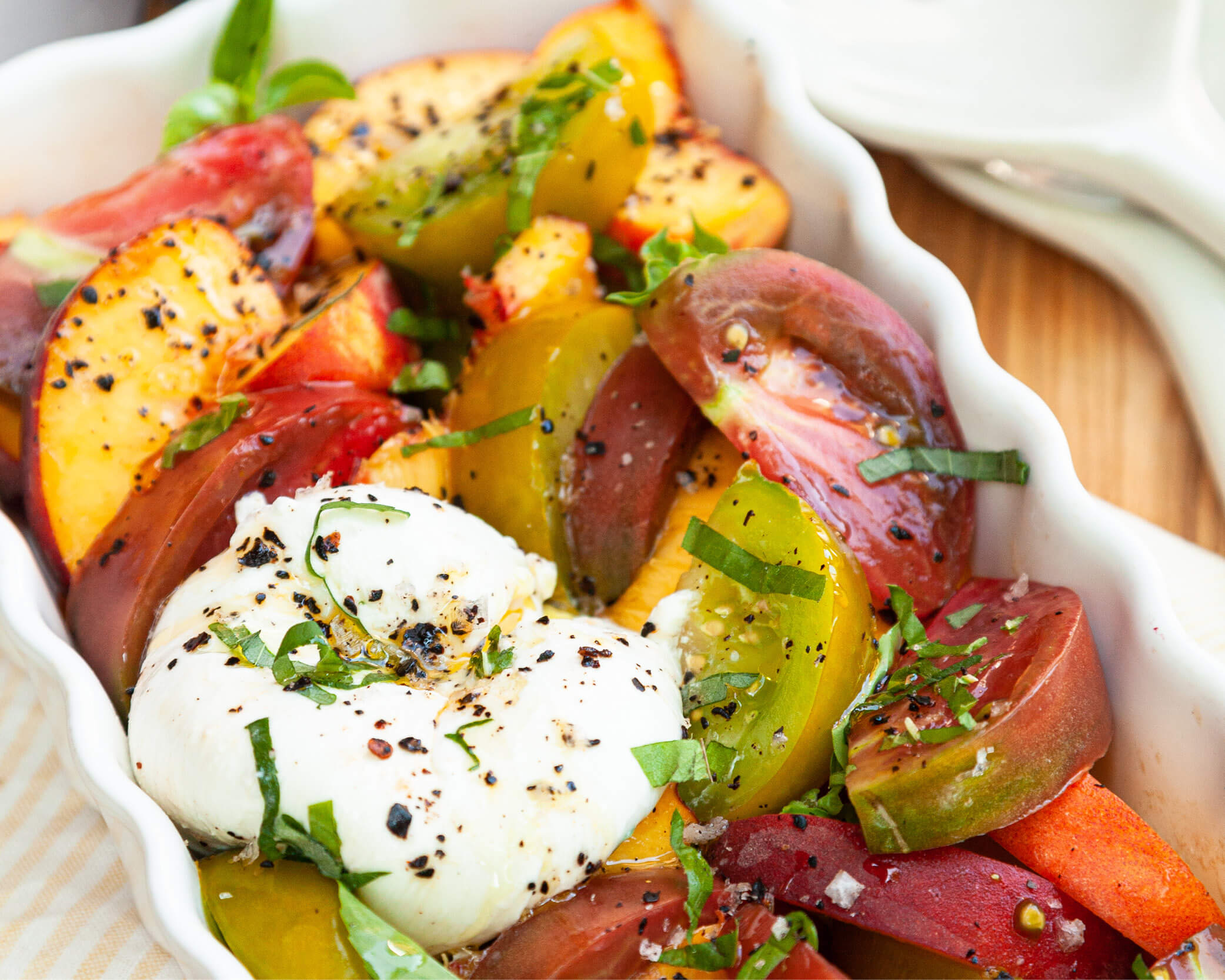 heirloom tomato and peach salad