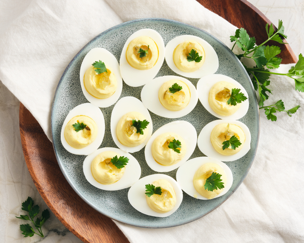 Deviled eggs with sweet relish