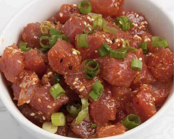 Bowl of spicy ahi poke.