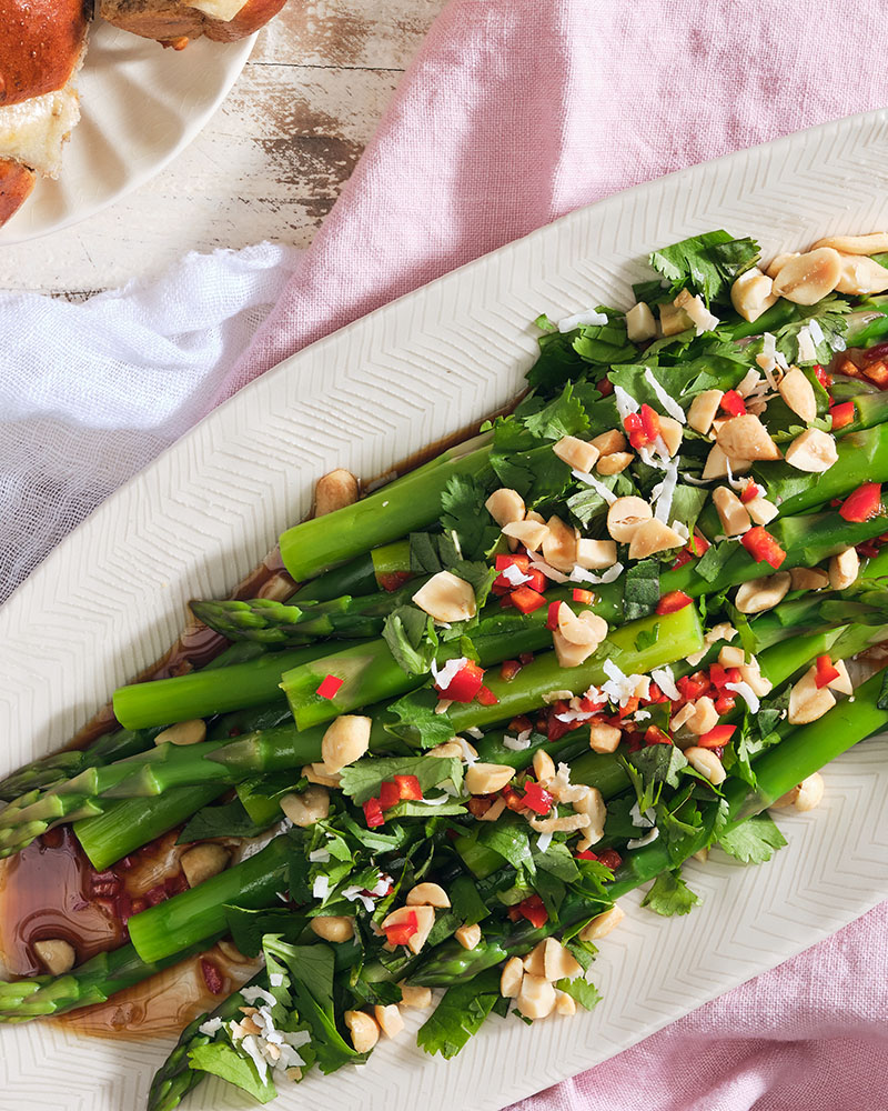 Asparagus with Coconut-Peanut Crunch