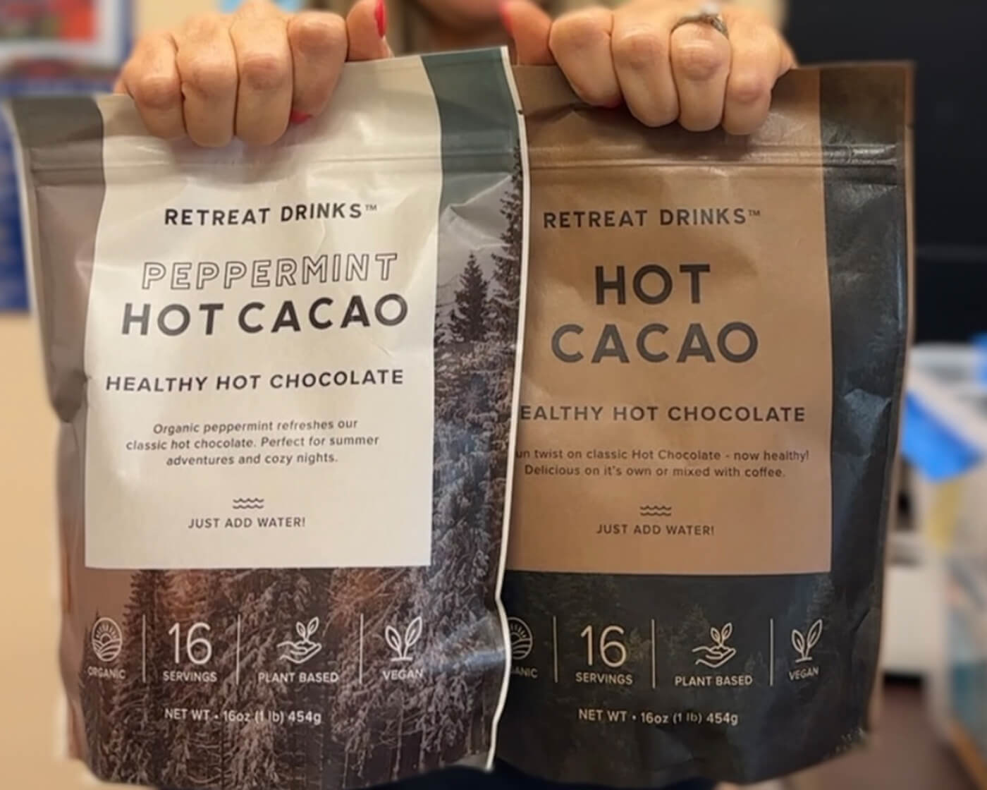 Retreat drinks hot cacao packages.