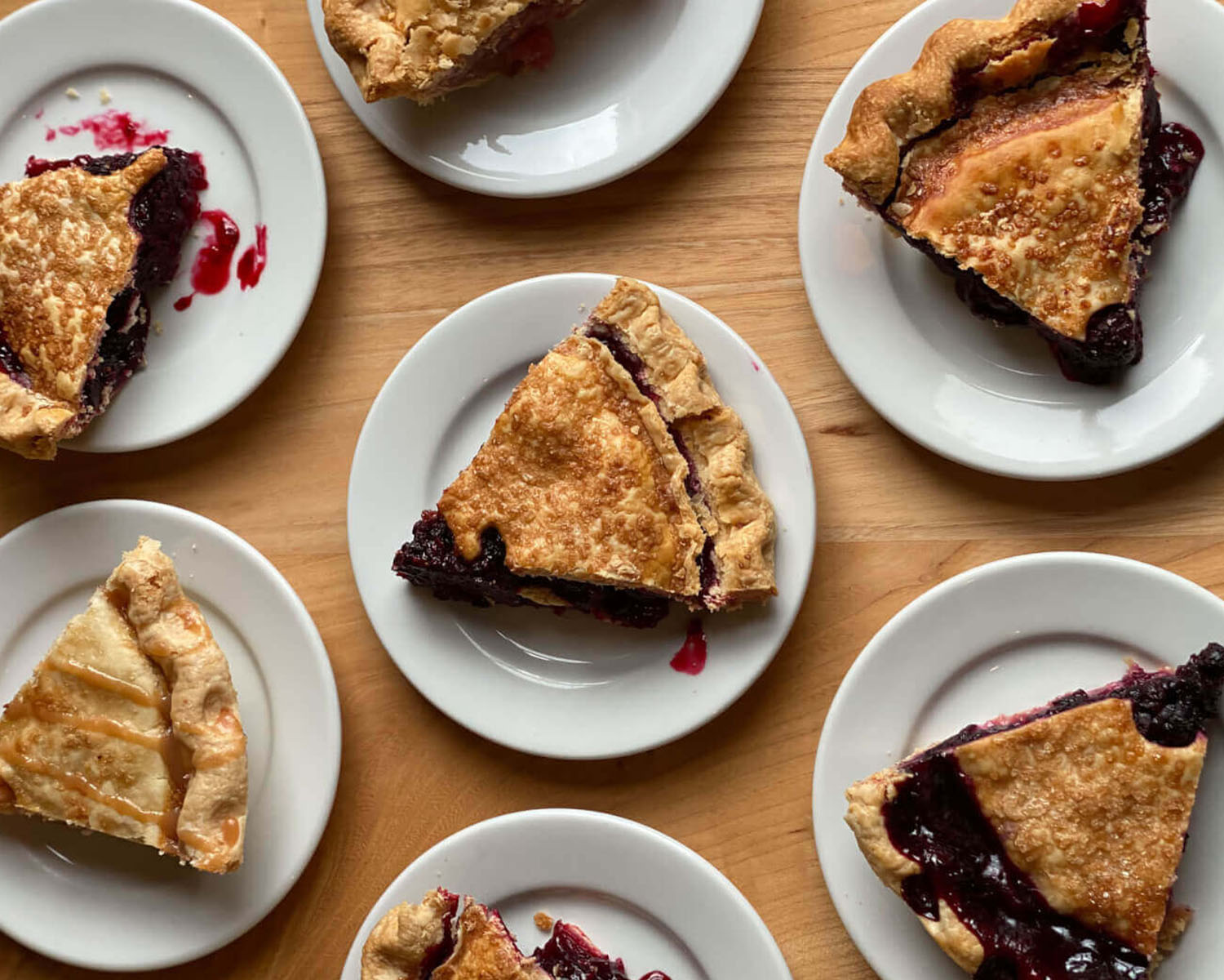 Slices of a variety of fruit pies