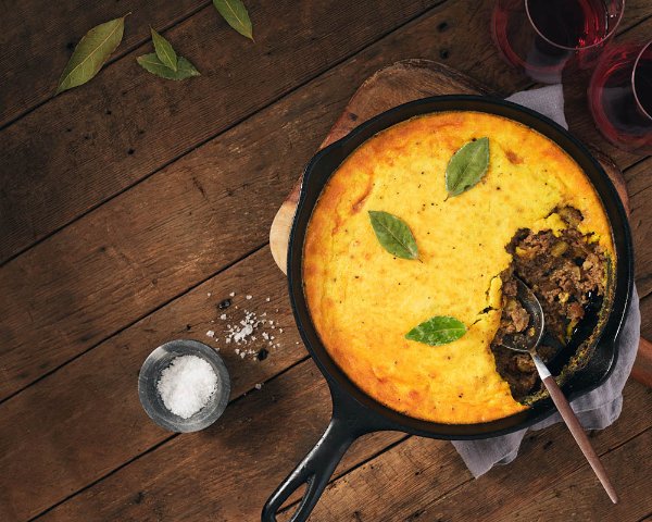 Casserole in a cast-iron pan