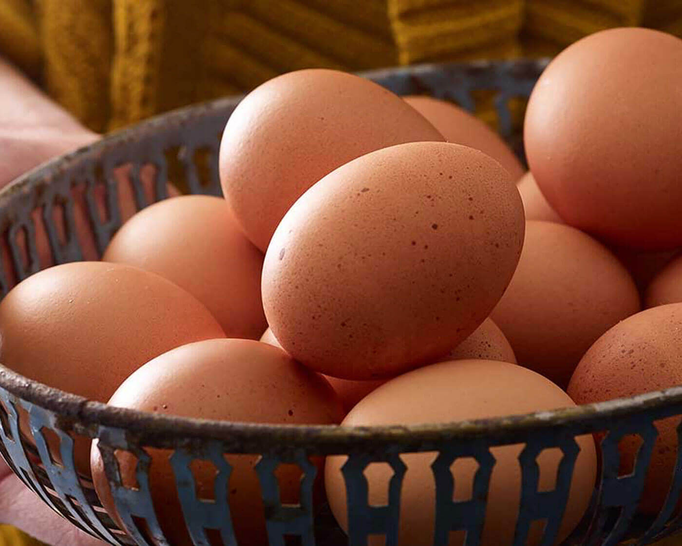 A bowl of brown eggs