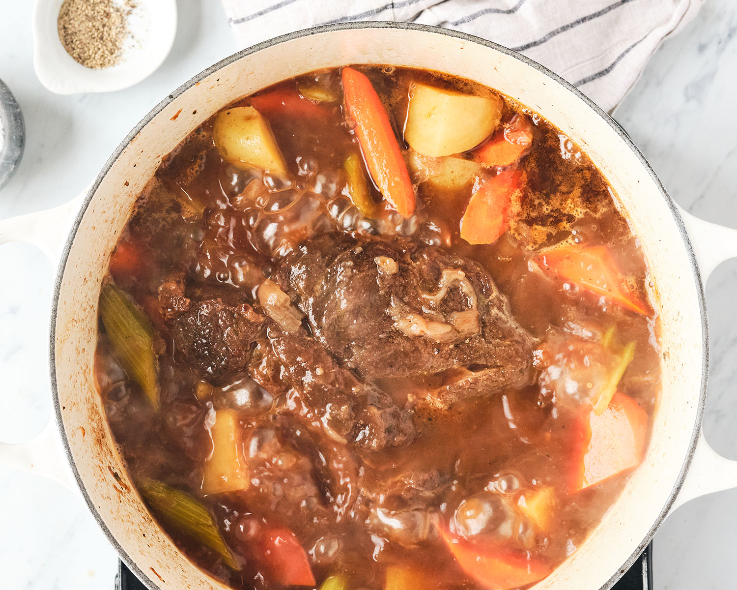 Finished pot roast and vegetables