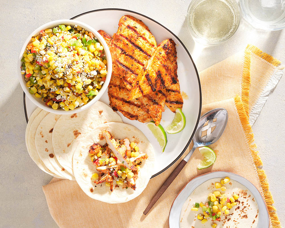 roasted corn with tortillas