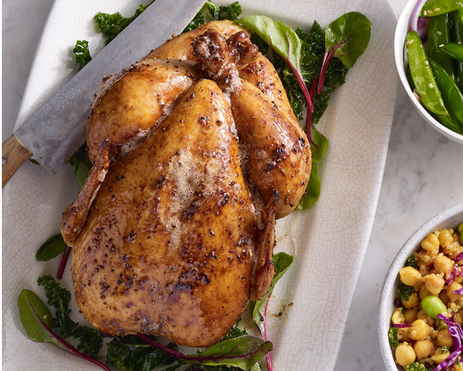 Chicken on a bed of greens