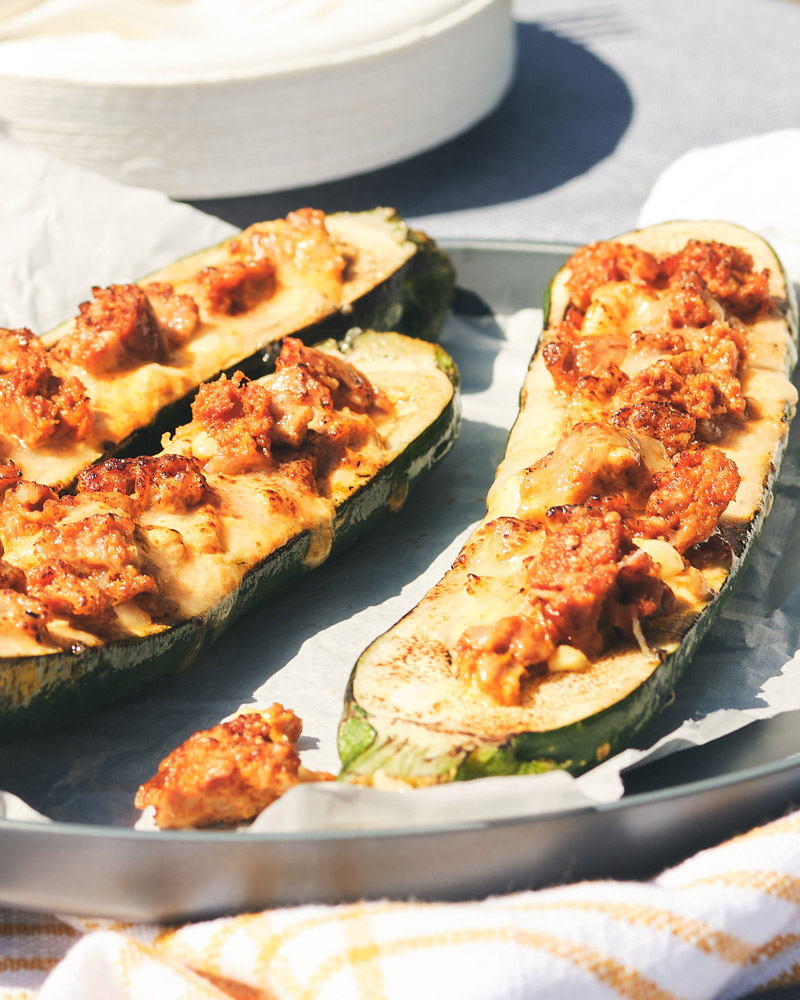 Chorizo-Stuffed Zucchini Boats