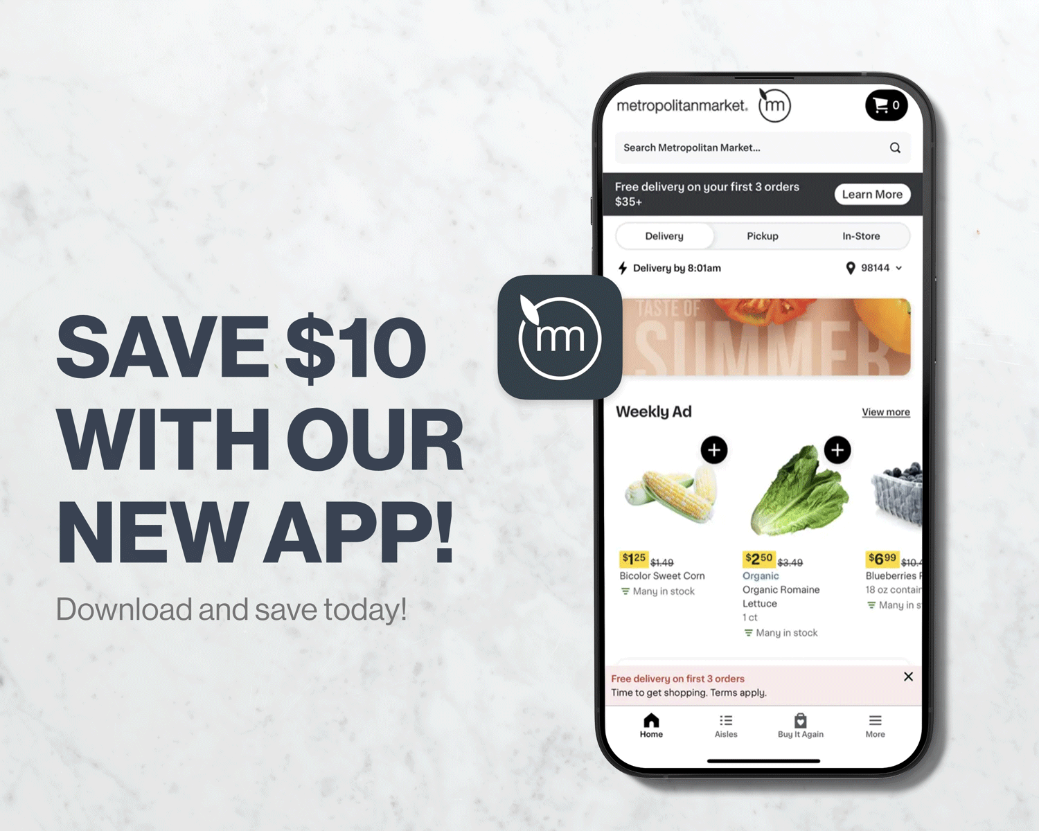 save $10 with the metropolitan market app