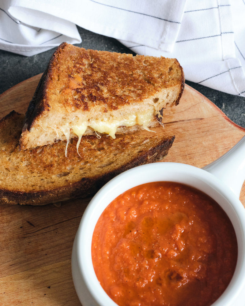 4 Ingredient Grilled Cheese And Tomato Soup