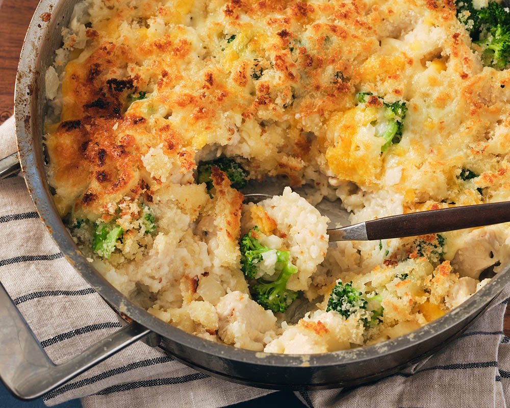 chicken, rice, broccoli casserole