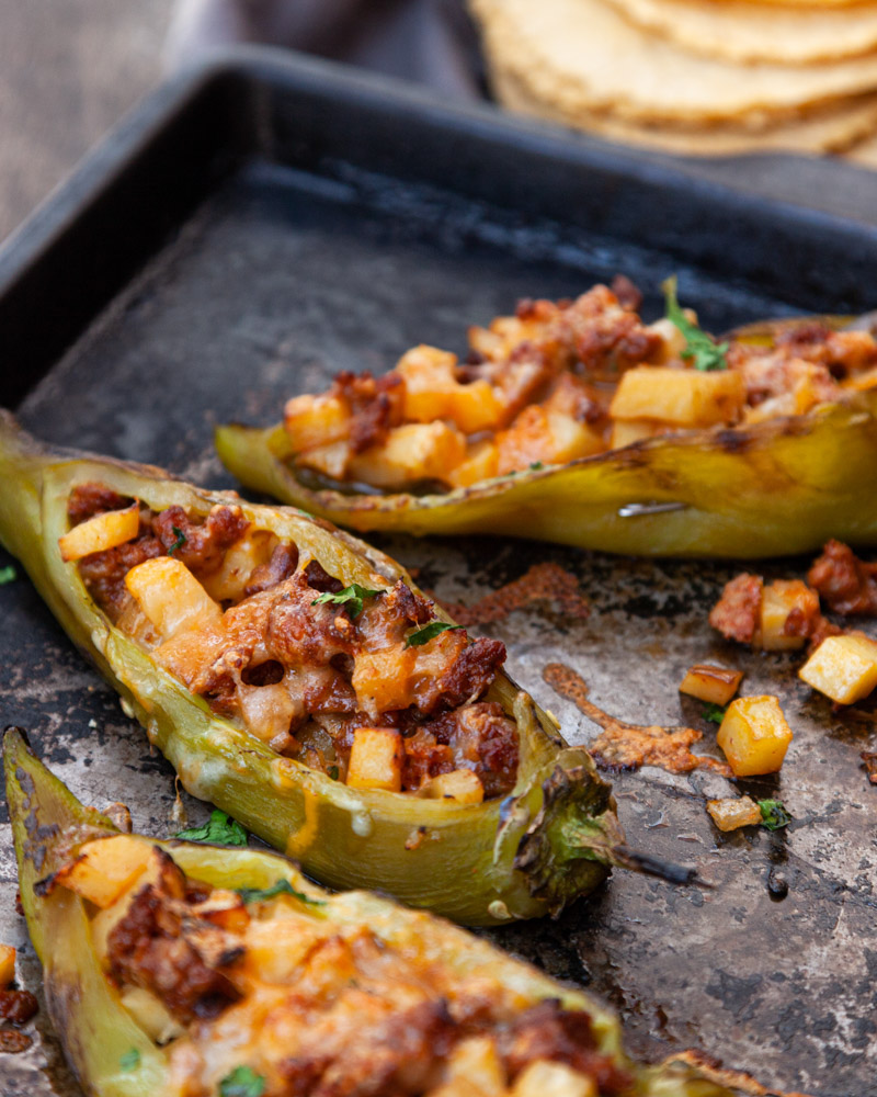 Chorizo-Stuffed Hatch Chile Peppers