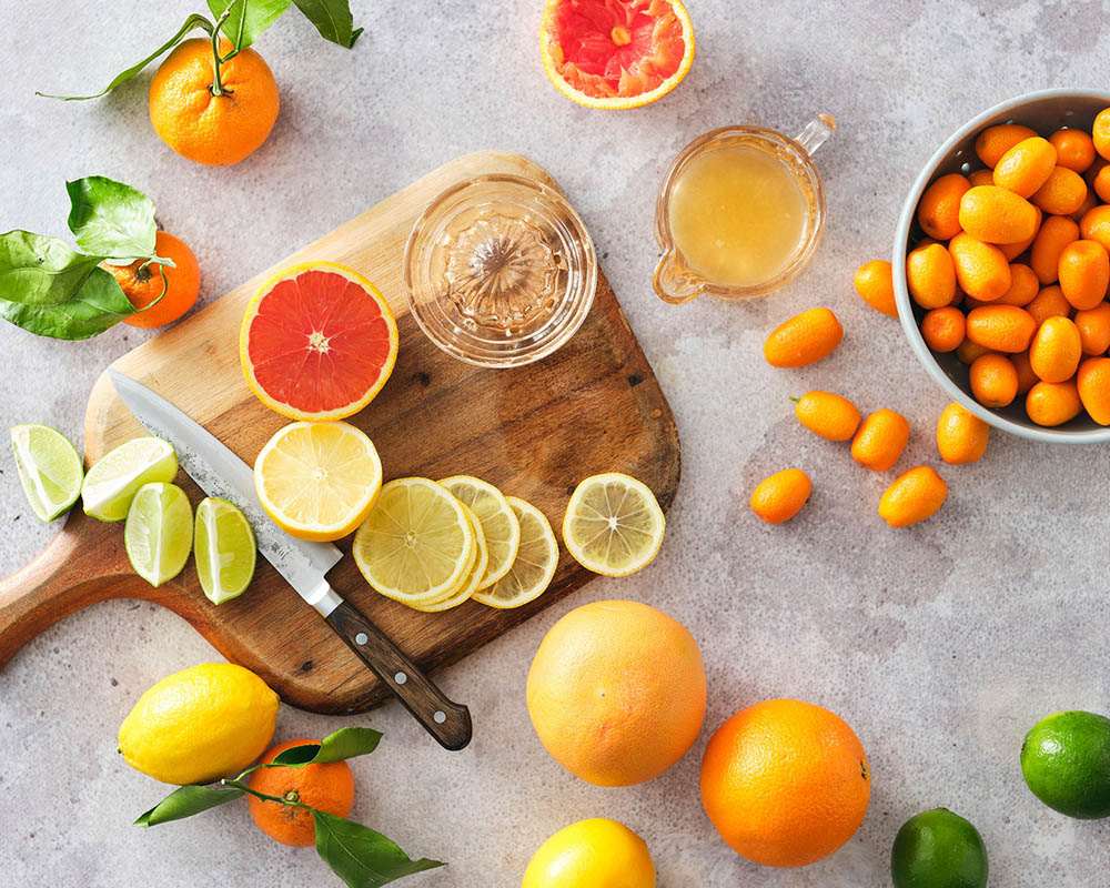 a variety of citrus fruits