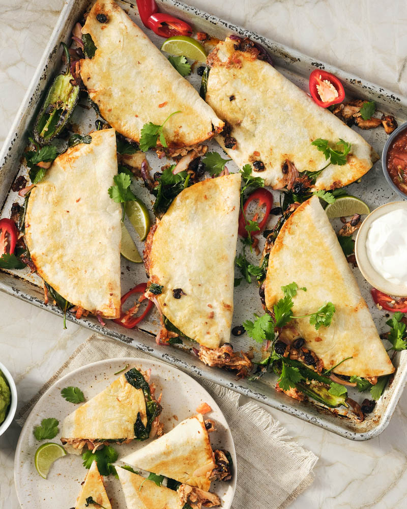 Sheet Pan Chicken Quesadillas