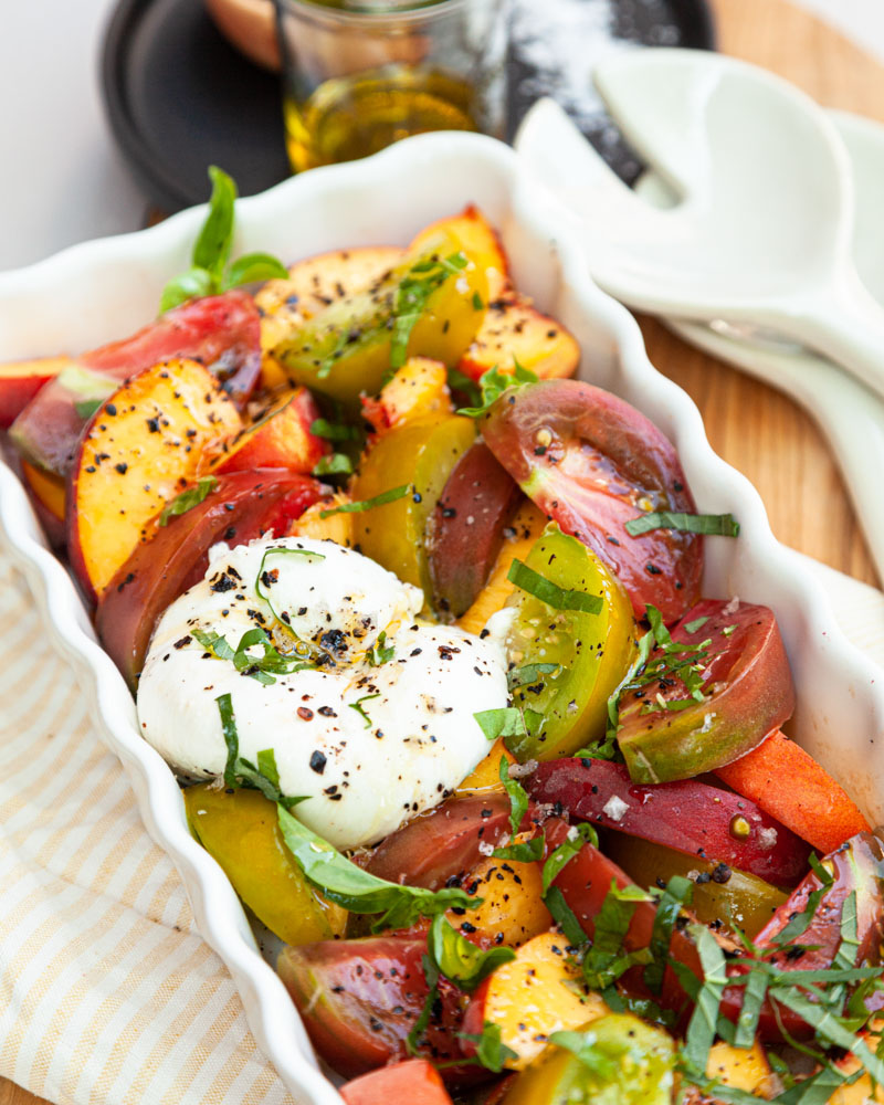 Heirloom Tomatoes and Peach-O-Rama Peach Salad