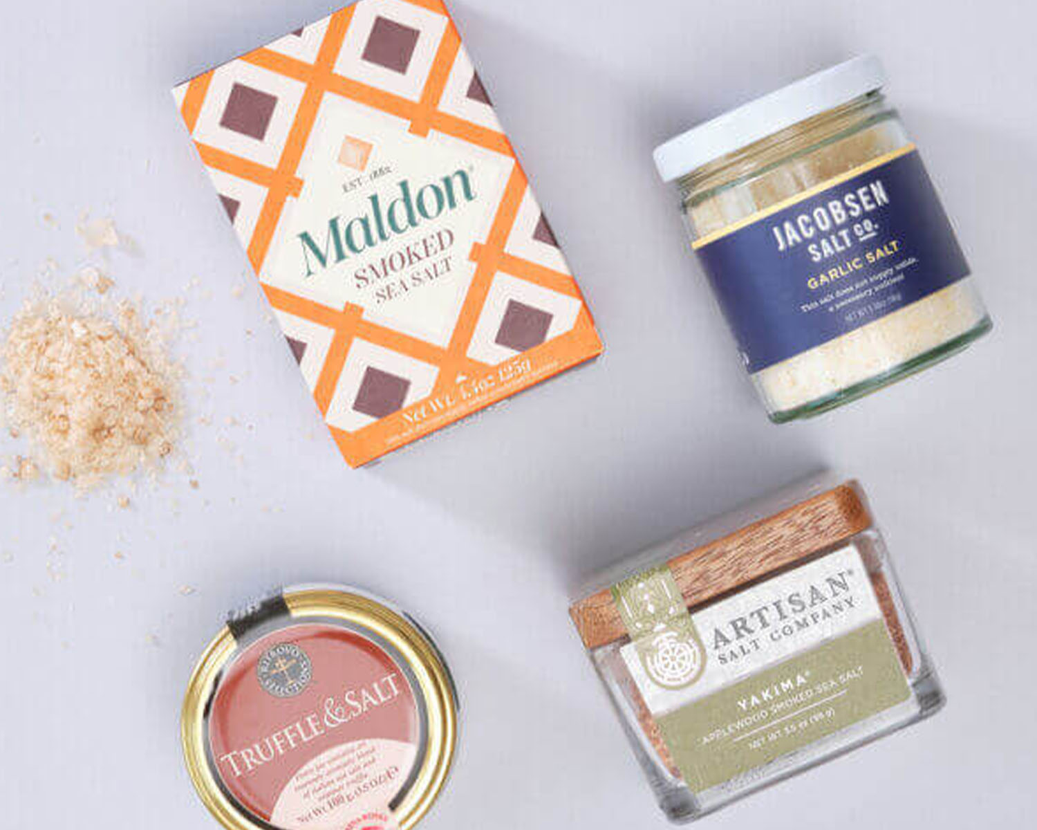 four flavor infused salts in packaging