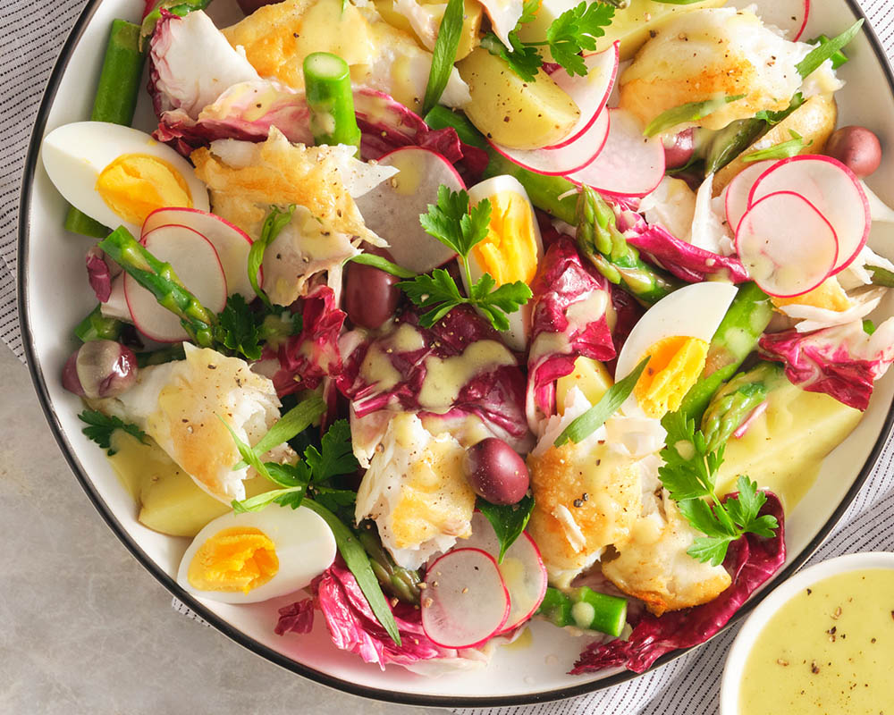 halibut bright colorful spring salad