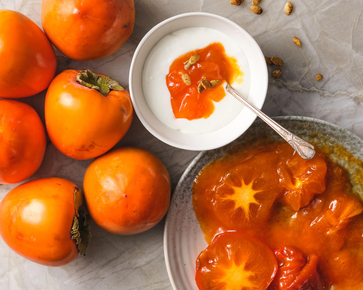 persimmons and yogurt