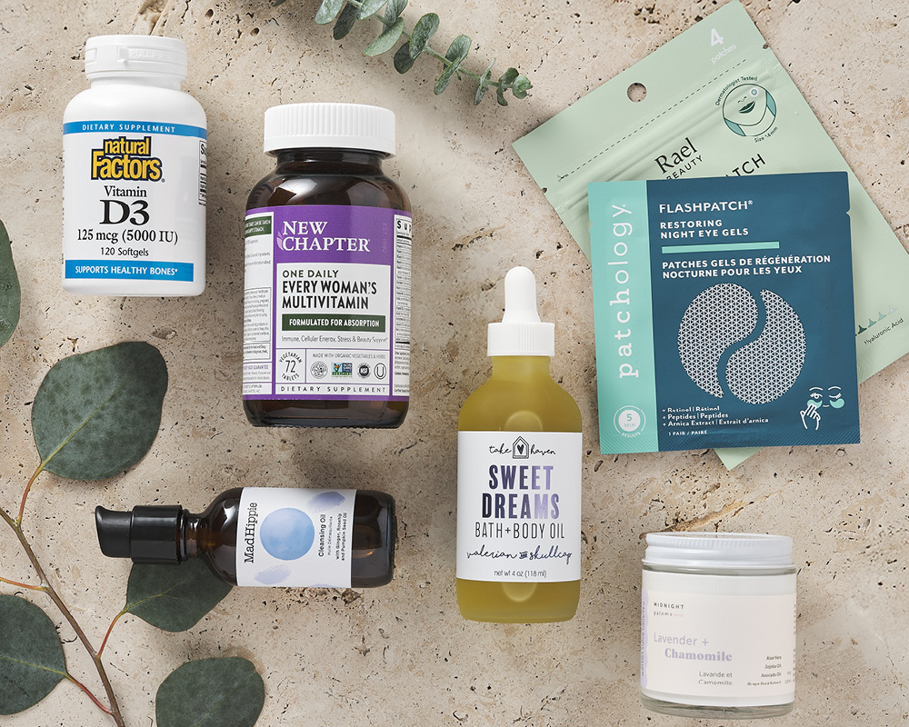 Capsules, facial oils, eye gels, and lotion with eucalyptus