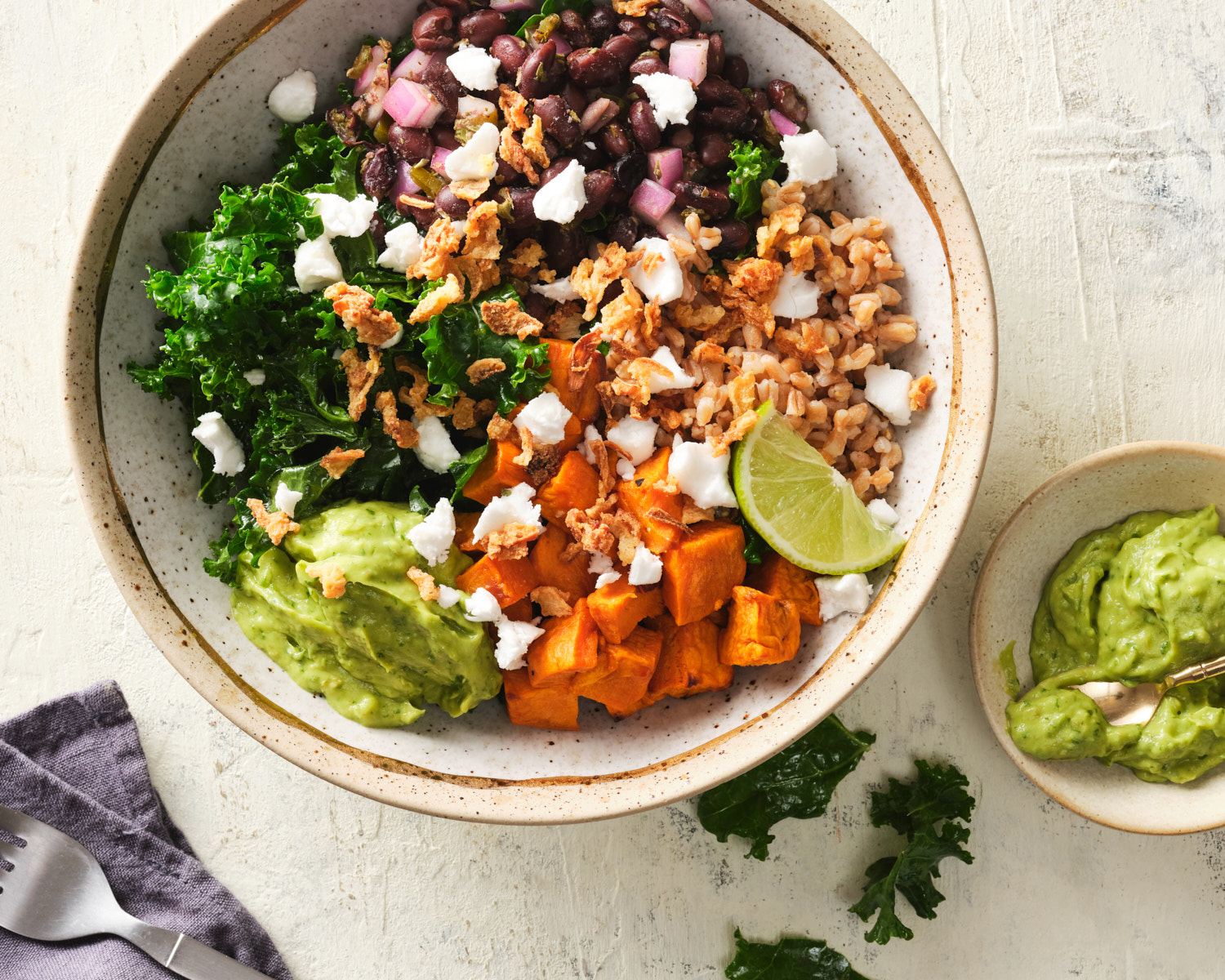 yam and kale bowl