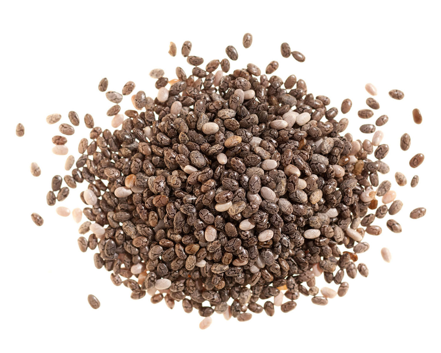 Close up image of a pile of chia seeds