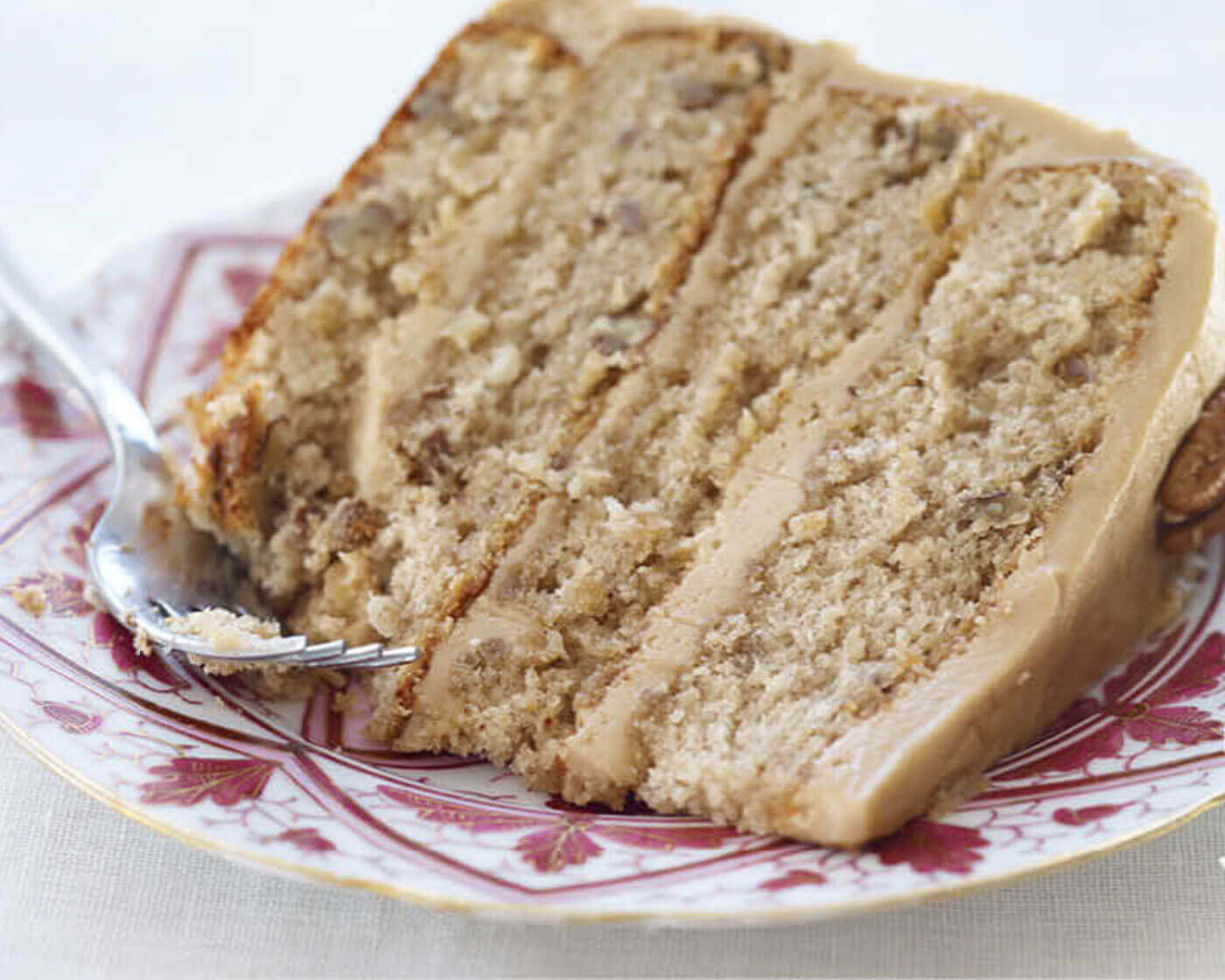 A slice of Hummingbird cake