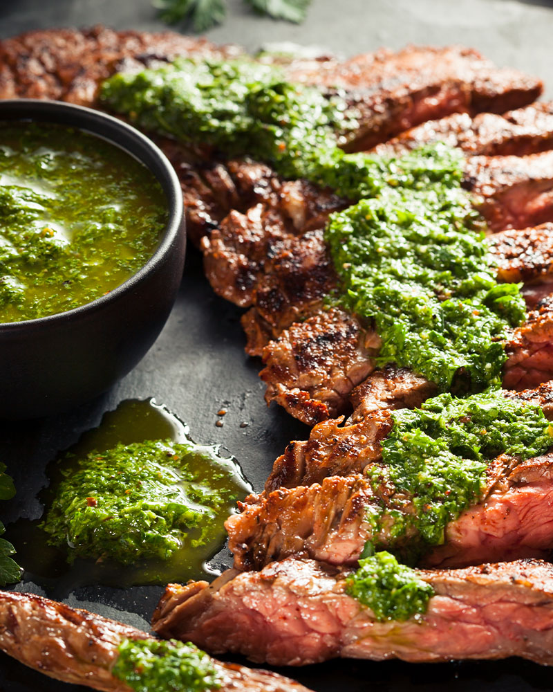 Grilled Steak with Blended Chimichurri