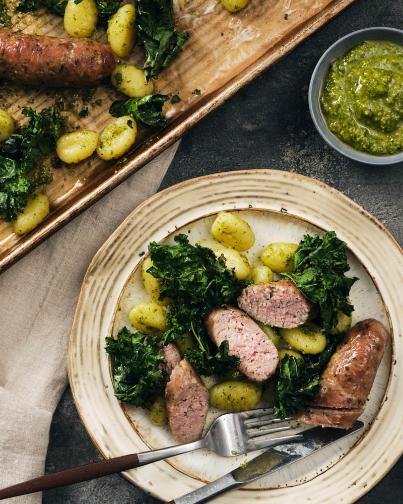 Sausage, Gnocchi, And Kale Sheet Pan Dinner