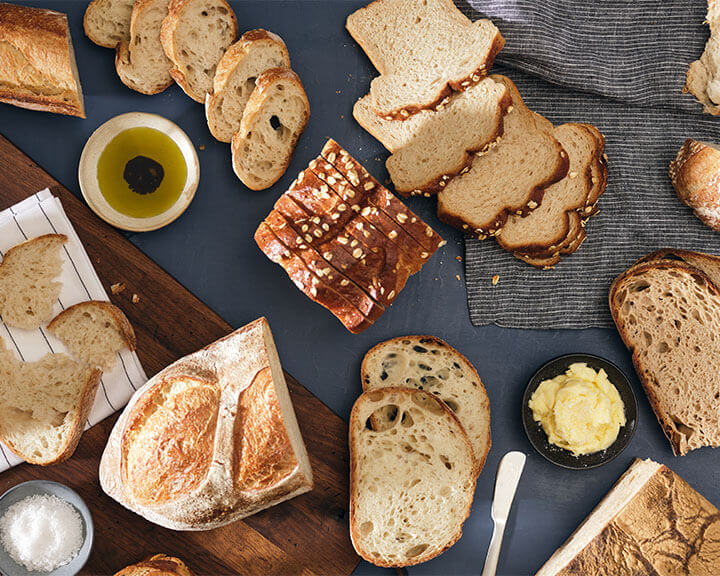 A variety of types of bread