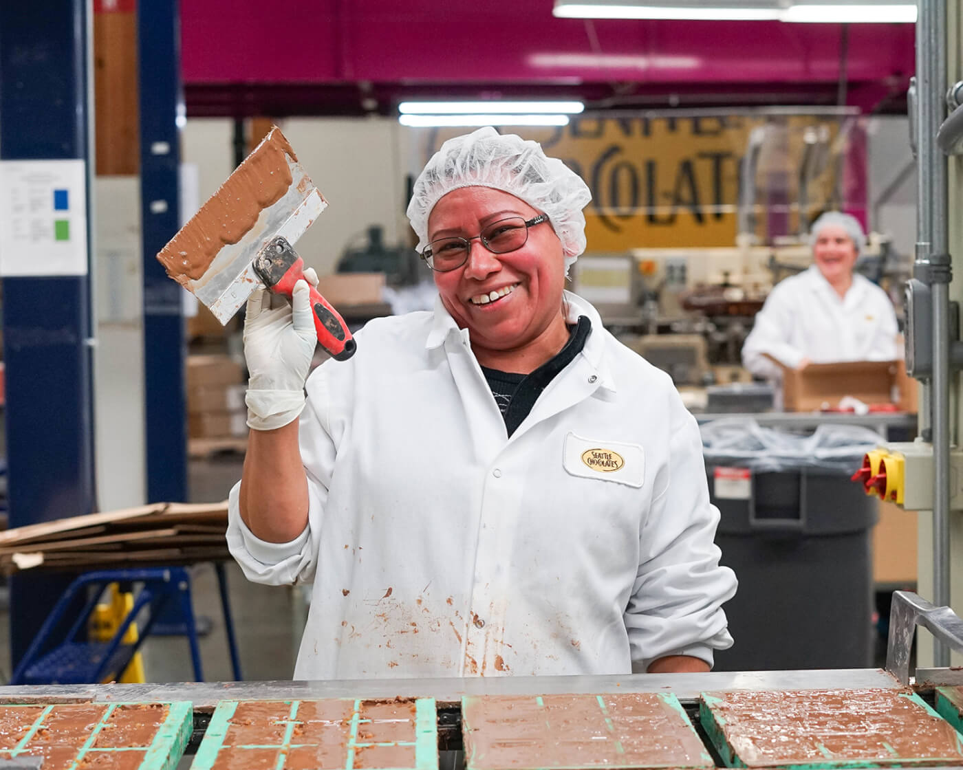 worker at a chocolate factory