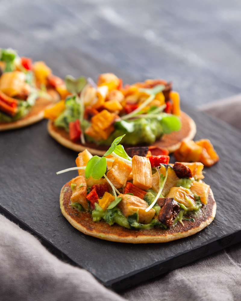 Savory Chickpea Pancakes with Avocado, Mint, and Ginger Chutney