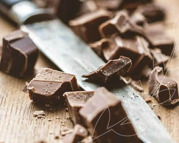 Roughly chopped chunks of chocolate.