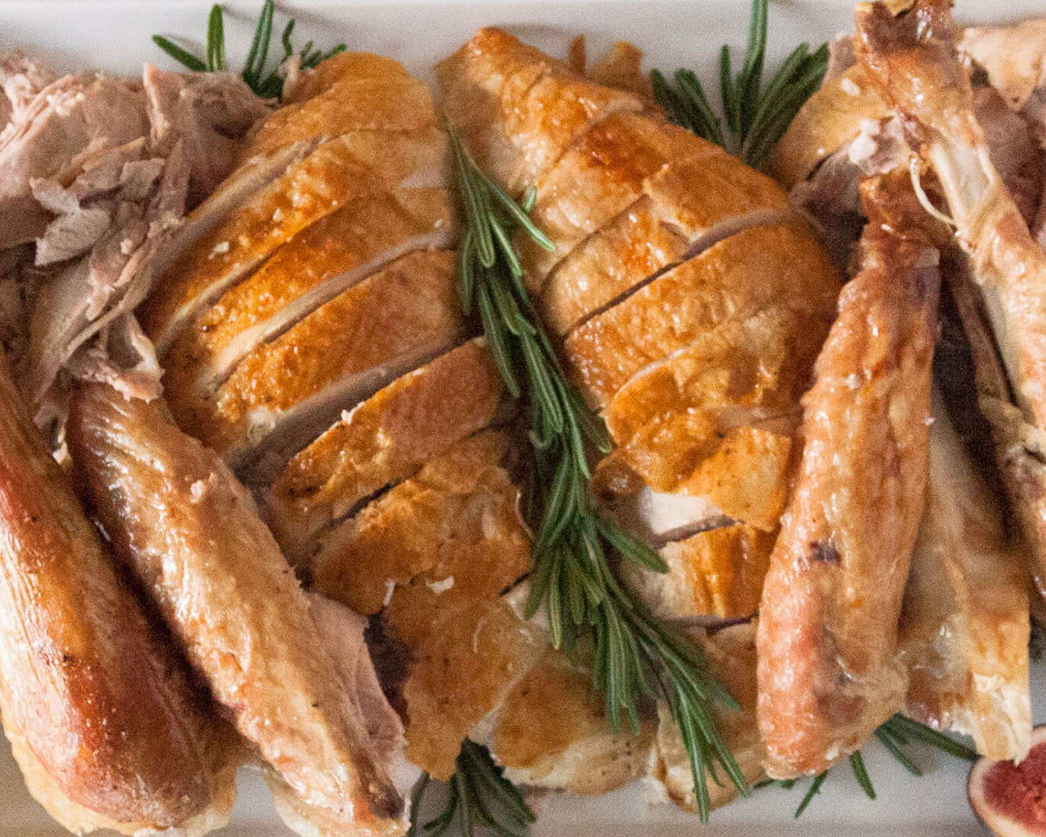 Completely carved turkey on a platter