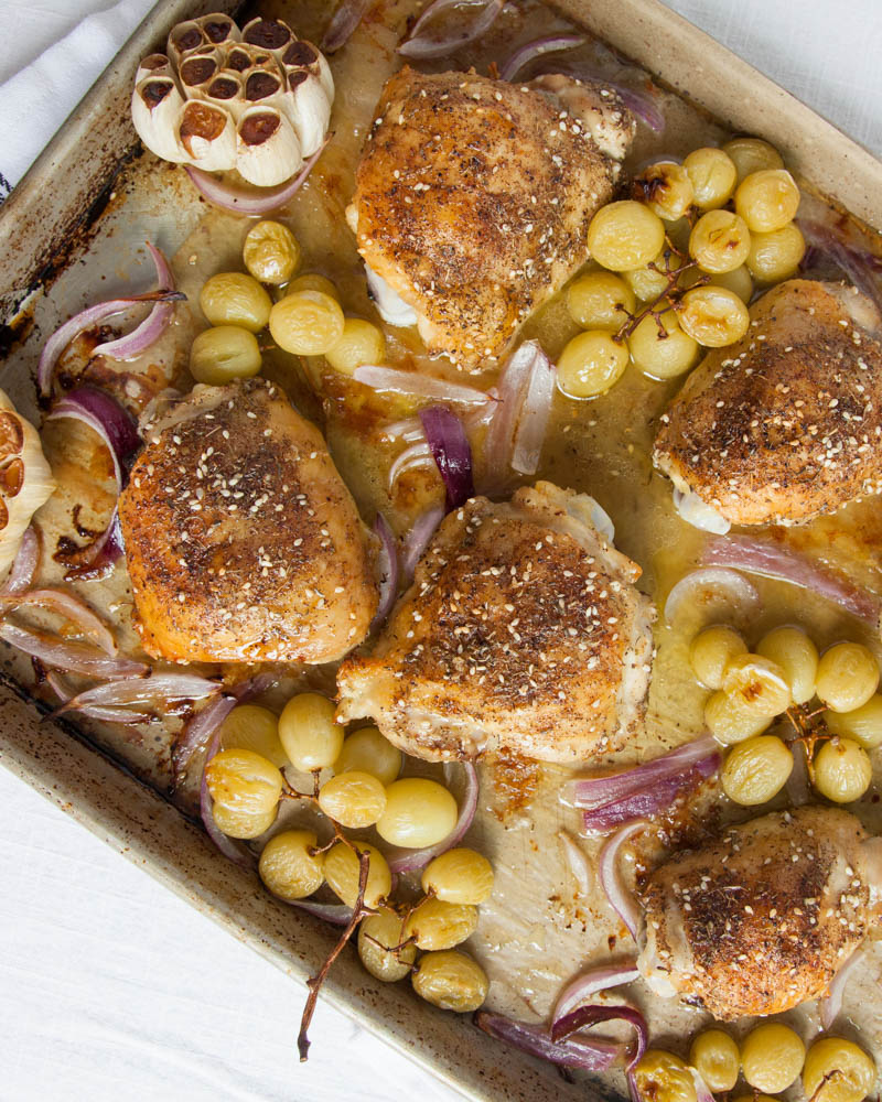 Sheet Pan Chicken Za'atar And Grapes