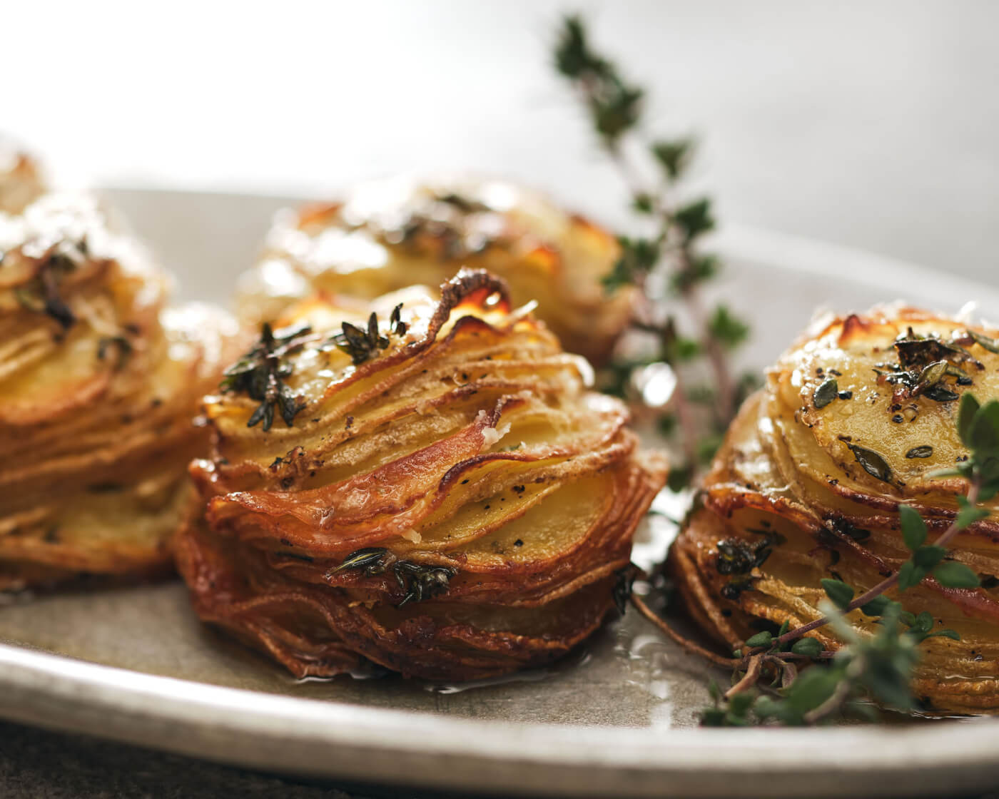 Thinly sliced potato stacks