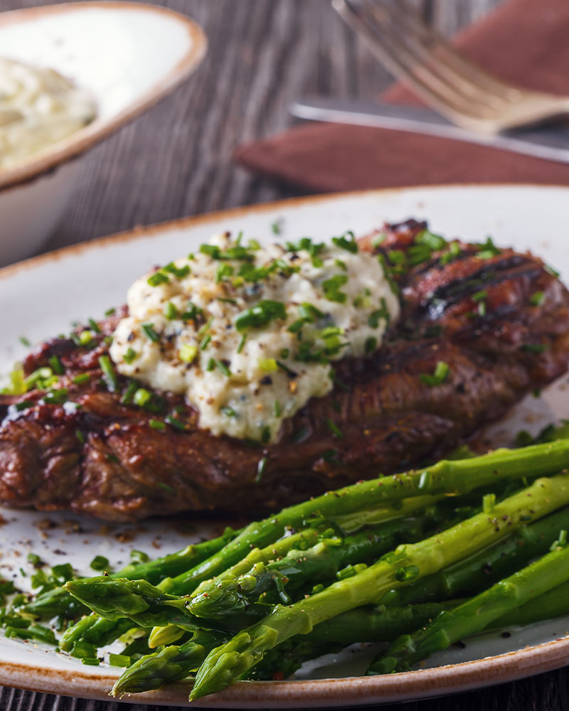 New York Beef Steaks with Blue Cheese