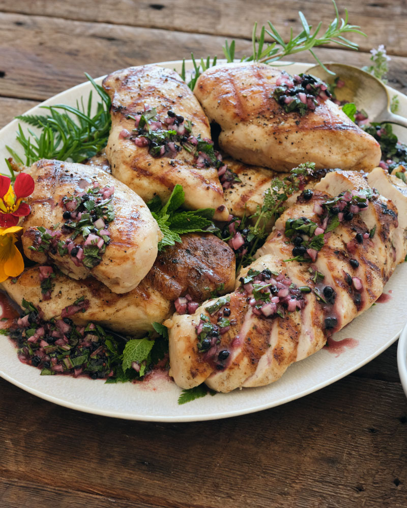 Grilled Chicken Breasts with Blackberry Relish