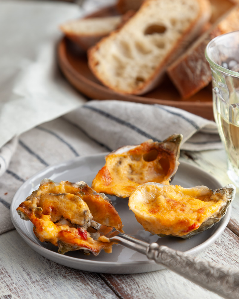 Baked Oysters with Pimento Cheese