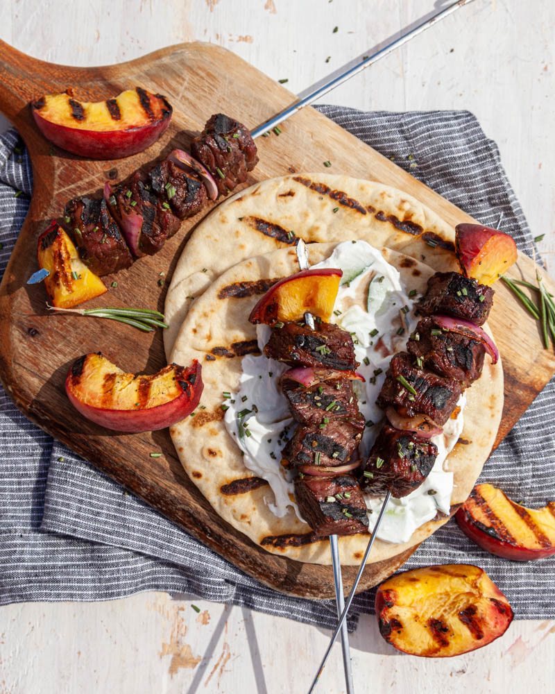 Lamb Kabobs With Grilled Peaches