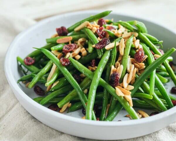 green beans with almond and cranberries