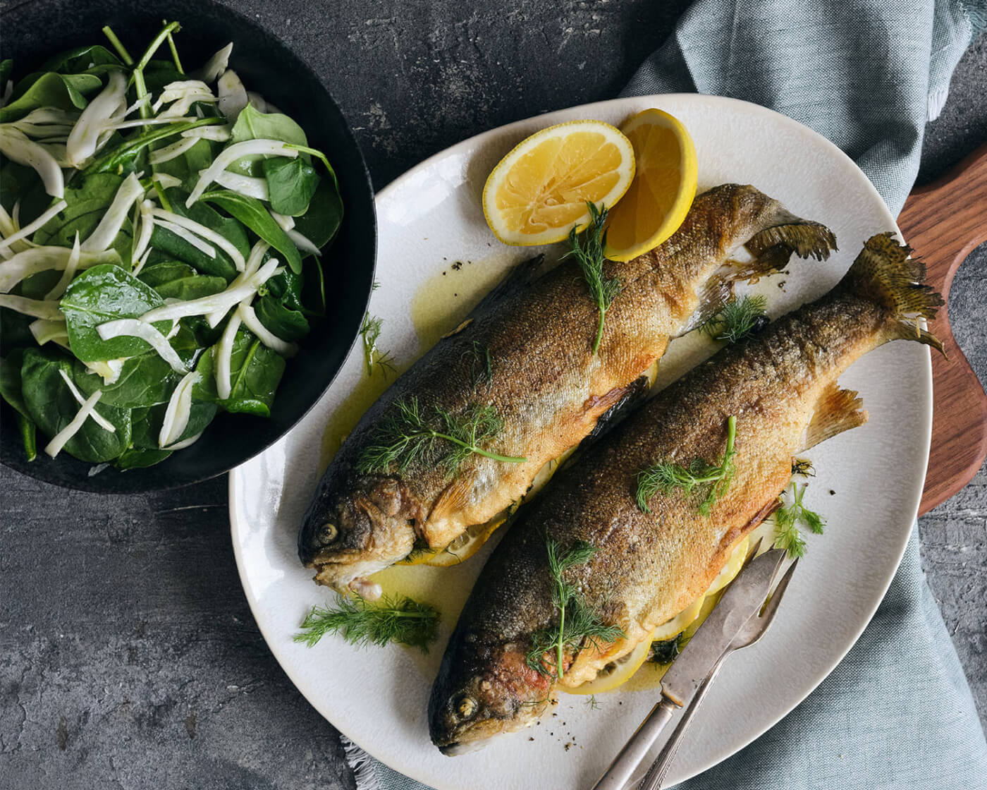 4-Ingredient Stuffed Trout with Spinach Fennel Salad Recipe from Metropolitan Market