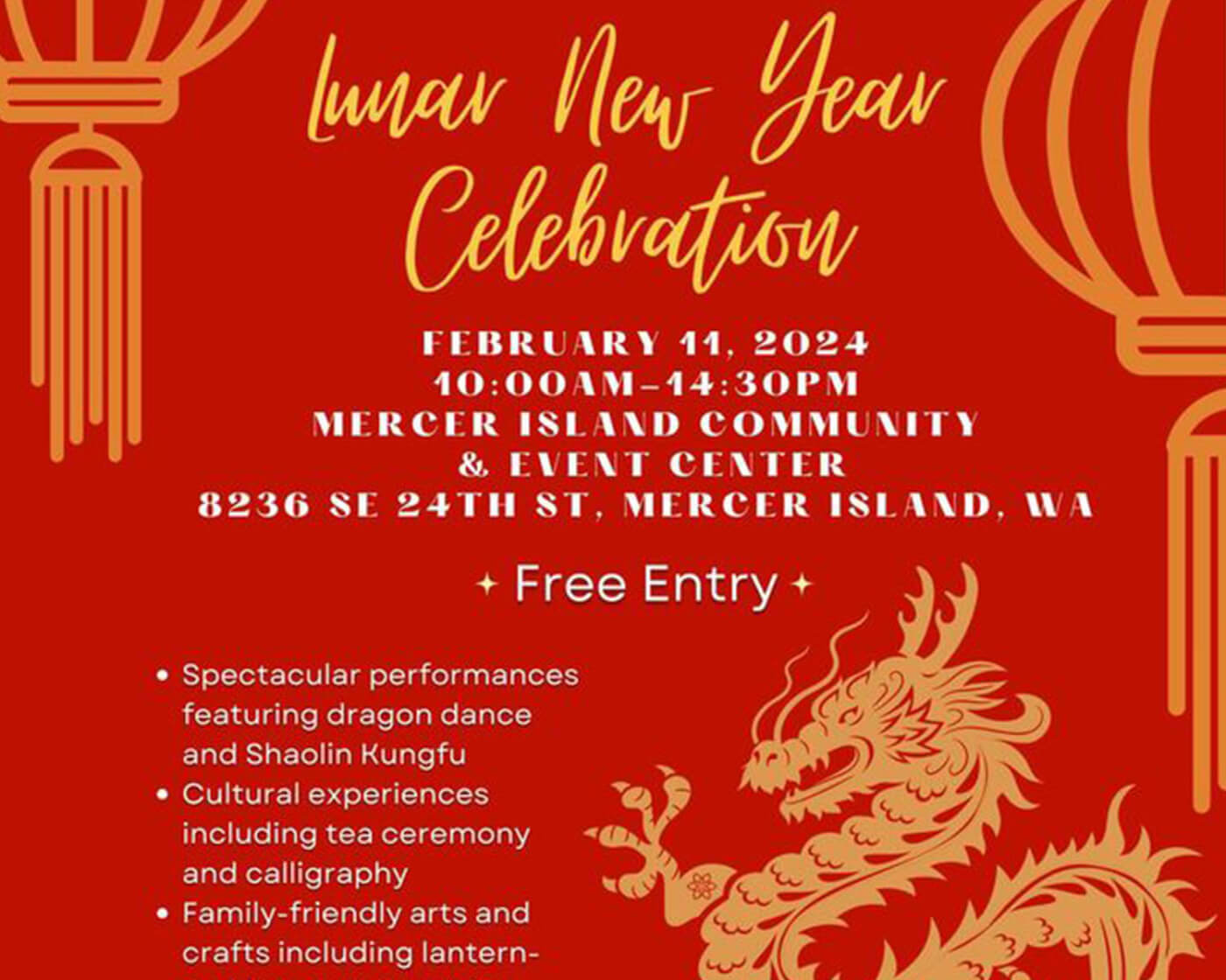 Mercer Island Community Center Lunar New Year Celebration