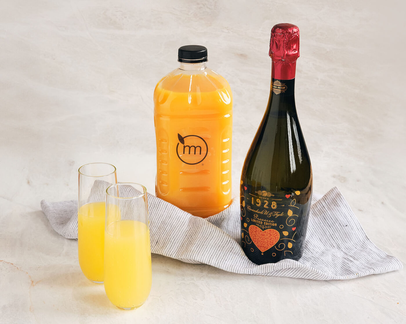 fresh orange juice and champagne